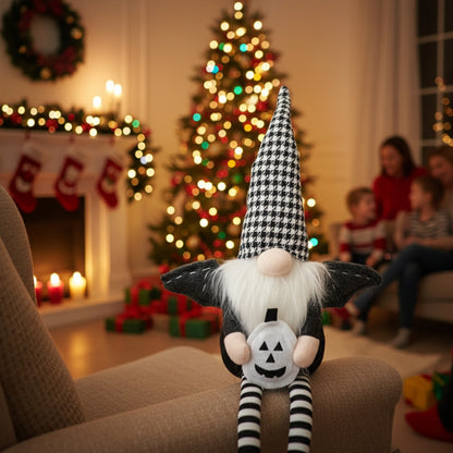 2PCS Set Christmas Gnome Decorations 4.3x3.5x23.5in Festive Sitting Gnomes With Wings & Stylish Plaid Hats, Perfect For Unique Seasonal Decor