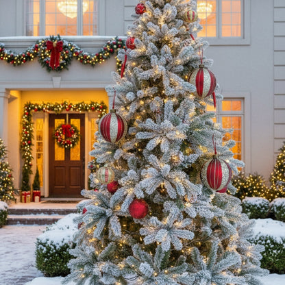 4PCS Set 4.7in Christmas Glass Ball Ornaments Tree Hanging Holiday Decor Party Supplies