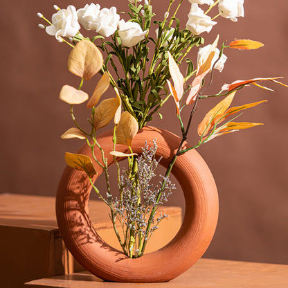 Round Red Clay Vase Home Counter Decoration Handicraft