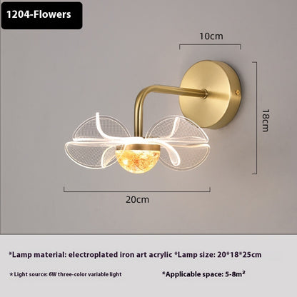 Led Flower Wall Bedroom Bedside Lamp