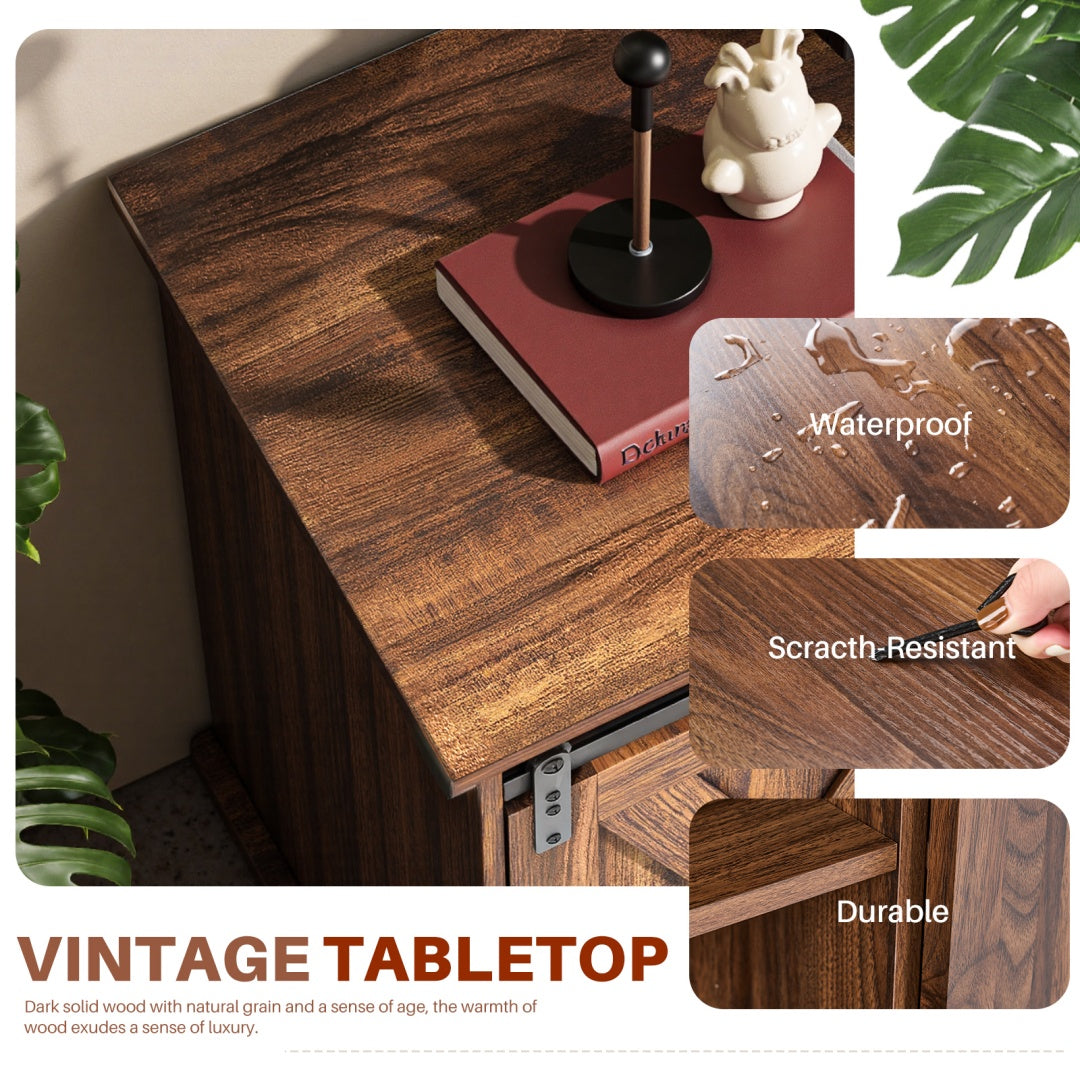 65-inch Solid Wood TV Cabinet With Double-layer Storage Space Sliding Door, Modern Living Room Furniture