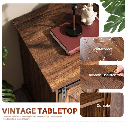 65-inch Solid Wood TV Cabinet With Double-layer Storage Space Sliding Door, Modern Living Room Furniture