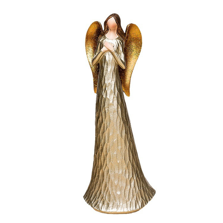 Nordic Light Luxury Golden Heart-hugging Angel Statue Showcase Home Hallway Courtyard Desktop Resin Crafts Small Ornaments