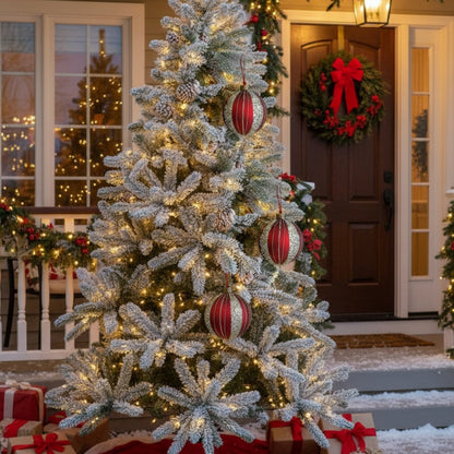 4PCS Set 4.7in Christmas Glass Ball Ornaments Tree Hanging Holiday Decor Party Supplies