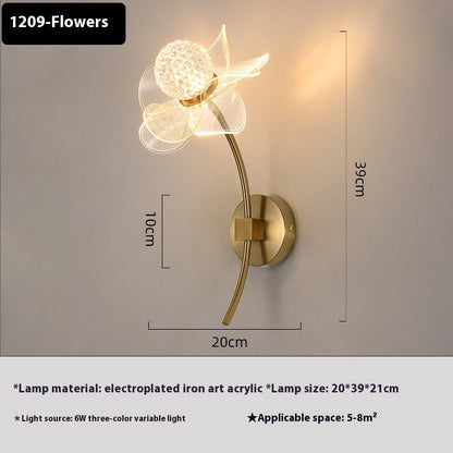 Led Flower Wall Bedroom Bedside Lamp