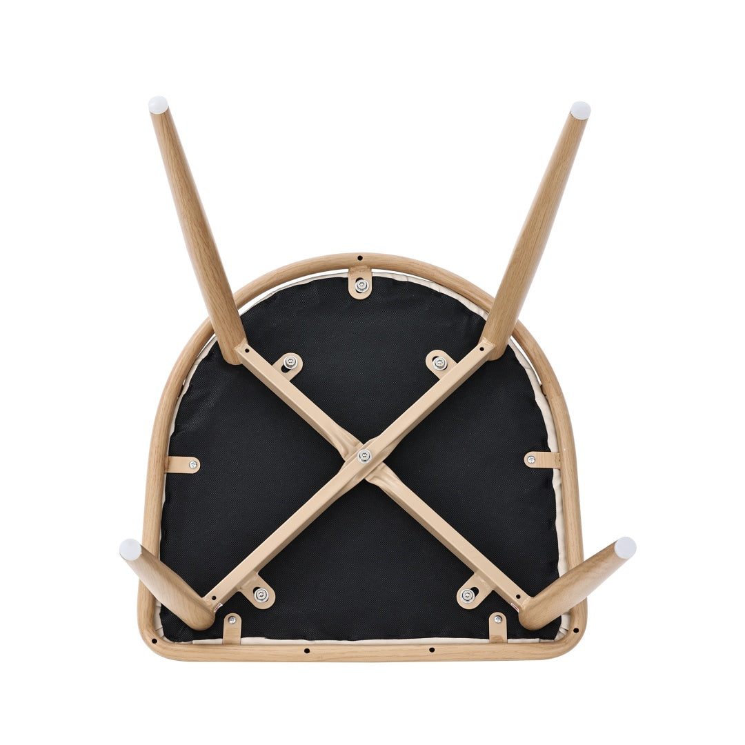 Set Of 6, PU Seat, Rattan Backrest, Bamboo Kitchen Chair With Imitation Rattan Backrest And Retro Side Armchair, Suitable For Home, Restaurant, Living Room, Cafe,beige