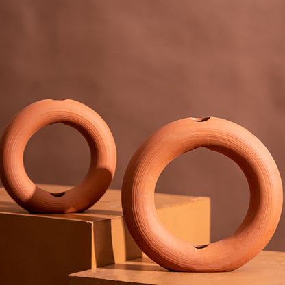 Round Red Clay Vase Home Counter Decoration Handicraft