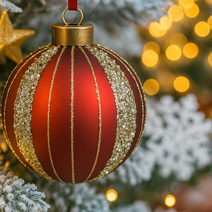 4PCS Set 4.7in Christmas Glass Ball Ornaments Tree Hanging Holiday Decor Party Supplies