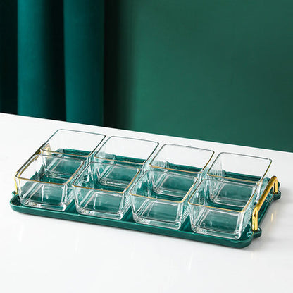 Light Luxury Glass Fruit Plate Dried Fruit Grid Plate Home Living Room Fruit Platter