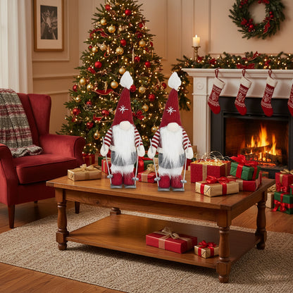 2PCS Set Christmas Gnome Decorations 5.9x4.5x15in Adorable Holiday Tabletop Ornaments Perfect For Party Gifts & Home Display