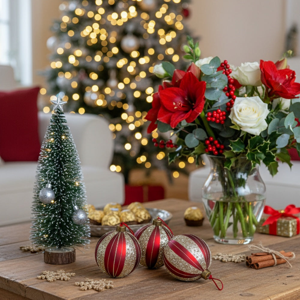 4PCS Set 4.7in Christmas Glass Ball Ornaments Tree Hanging Holiday Decor Party Supplies