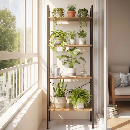 4-Tier Ladder Shelf, Bookcase Storage & Display Shelf