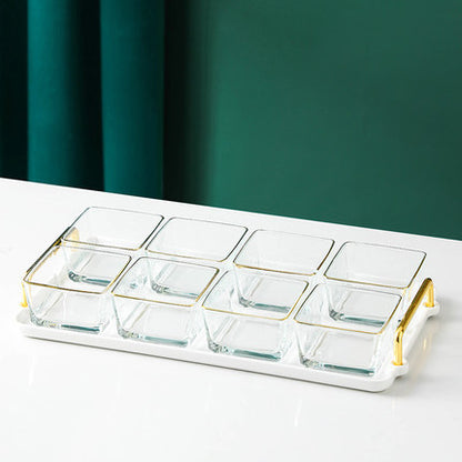 Light Luxury Glass Fruit Plate Dried Fruit Grid Plate Home Living Room Fruit Platter