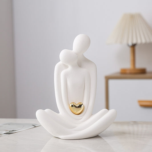 Yoga Couple Ceramic Decoration Nordic Light Luxury White Porcelain
