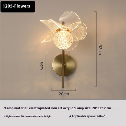 Led Flower Wall Bedroom Bedside Lamp